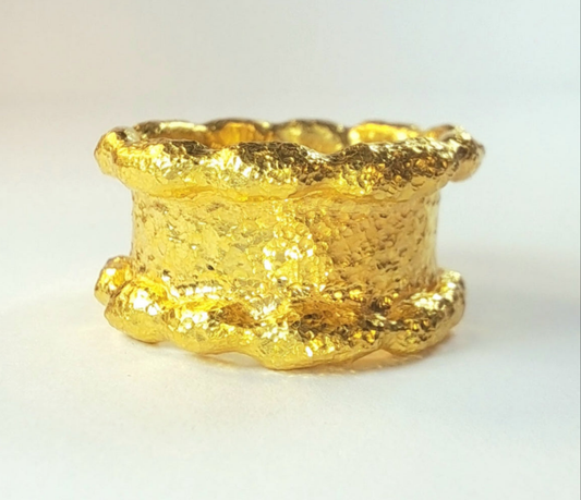 Hammered 24k Gold Hammered 9999 Gold Ring Organic Hammered 22k Gold Artist Ella Kripaka