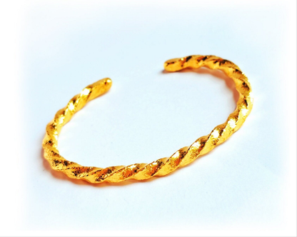 Custom hammered 24k gold 9999 gold Viking twisted cuff bracelet, Ancient Rome forged 24k gold twisted cuff, can be hammered 22k gold Viking twisted bracelet cuff, pure 24k 9999 gold Viking twisted cuff