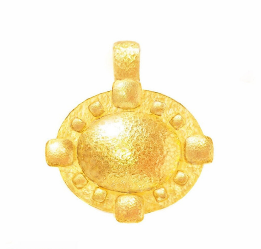 Custom Solid 24k 9999 Gold 13g and 35g, Hammered Byzantine Empire Dome Pendant Durable, Length 35mm and 56mm