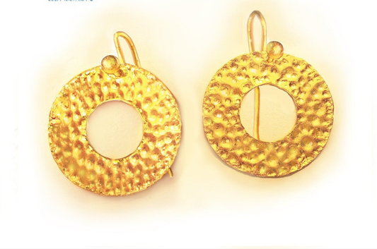 Custom Solid 24K 9999 Gold 8.5g & 25g Hammered Organic Hoops Earrings 35mm & 55mm Can Be 22k Gold