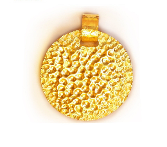 Hammered 24k gold hammered 9999 gold organic  pendant, hammered 22k gold pendant, custom handmade 24k gold jewelry, organic 24k gold pendant, forged 24k 9999 gold pendant