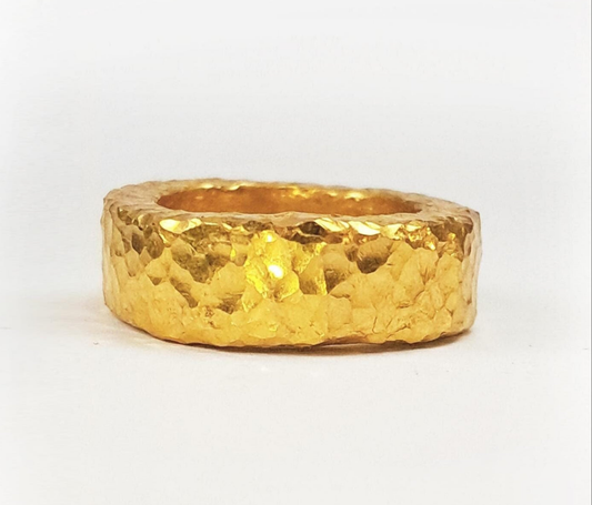 Hammered 24k Gold Hammered 9999 Gold Ring Organic Hammered 22k Gold Artist Ella Kripaka