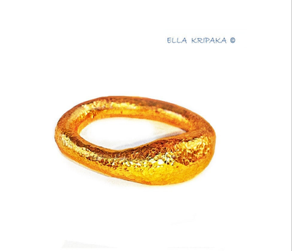 Hammered 24k Gold Hammered 9999 Gold Ring Organic Hammered 22k Gold Artist Ella Kripaka