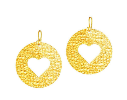 Custom Solid 24K 9999 Gold 8.5g & 25g Hammered Organic Hoops & Hearts Earrings 40mm & 60mm Can Be 22k Gold