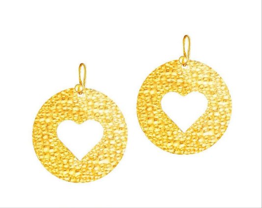 Custom Solid 24K 9999 Gold 8.5g & 25g Hammered Organic Hoops & Hearts Earrings 40mm & 60mm Can Be 22k Gold