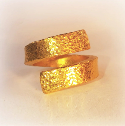 Hammered 24k Gold Hammered 9999 Gold Ring Organic Twisted Hammered 22k Gold Artist Ella Kripaka