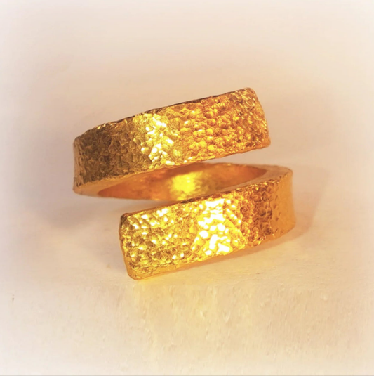 Hammered 24k Gold Hammered 9999 Gold Ring Organic Twisted Hammered 22k Gold Artist Ella Kripaka