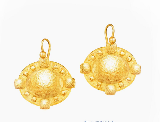 Custom Solid 24K 9999 Gold 9g & 26g Hammered Byzantine Dome Empire Earrings 32mm & 50mm Can Be 22k Gold