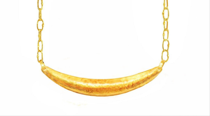 Custom Solid 24k 9999 Gold 9g and 18g, Hammered Ancient Rome Convex Moon Pendant Durable, Length 70mm and 100mm