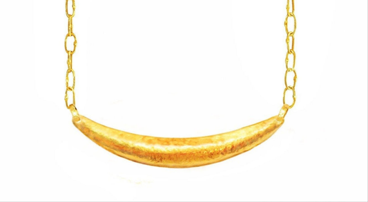 Custom Solid 24k 9999 Gold 9g and 18g, Hammered Ancient Rome Convex Moon Pendant Durable, Length 70mm and 100mm