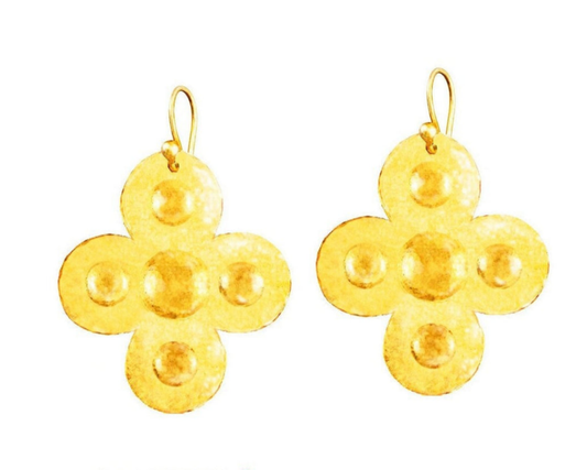 Custom Solid 24K 9999 Gold 8.5g and 25g Hammered Byzantine Empire Cross Earrings 35mm and 55mm Can Be 22k Gold