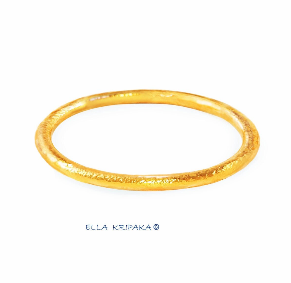 Custom Solid 24k 9999 Gold 62g/7in size Hammered Ancient Rome Bracelet Bangle 4.6mm Can Be 22k Gold