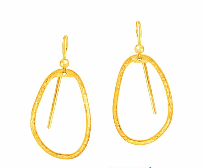Custom Solid 24K 9999 Gold& 7g & 20g Hammered Drop Uneven Organic Earrings 35mm & 55mm Can Be 22k Gold