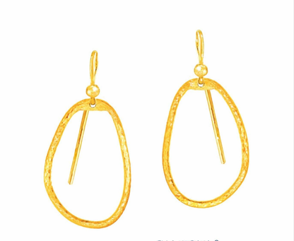 Custom Solid 24K 9999 Gold& 7g & 20g Hammered Drop Uneven Organic Earrings 35mm & 55mm Can Be 22k Gold