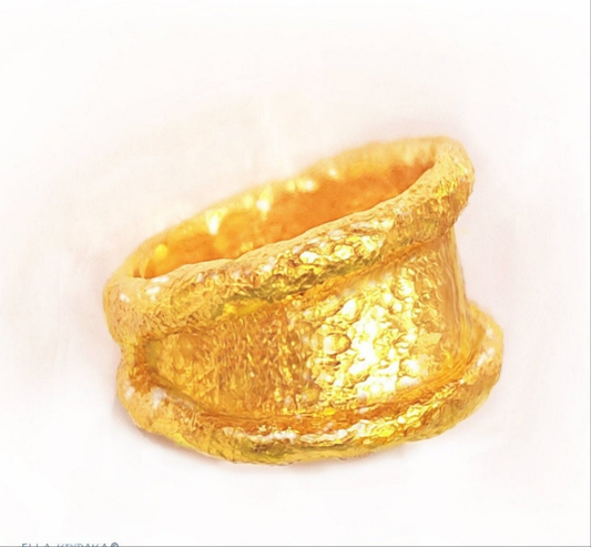 Hammered 24k Gold Hammered 9999 Gold Ring Organic Hammered 22k Gold Artist Ella Kripaka