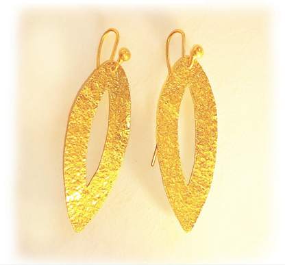 Custom Solid 24k 9999 Gold 7.5g & 20g Hammered Leaf Earrings 45mm & 75mm Can Be 22k Gold