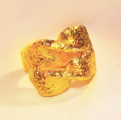 Hammered 24k Gold Hammered 9999 Gold Ring Organic Twisted Hammered 22k Gold Artist Ella Kripaka