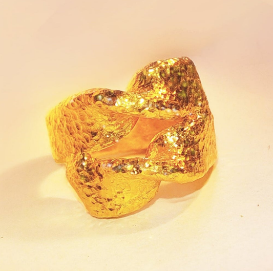 Hammered 24k Gold Hammered 9999 Gold Ring Organic Twisted Hammered 22k Gold Artist Ella Kripaka