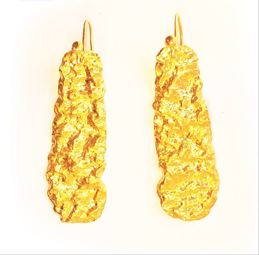Custom 24k 9999 Gold 10g & 28g Organic Hammered Earrings 60mm & 80mm Can Be 22k Gold