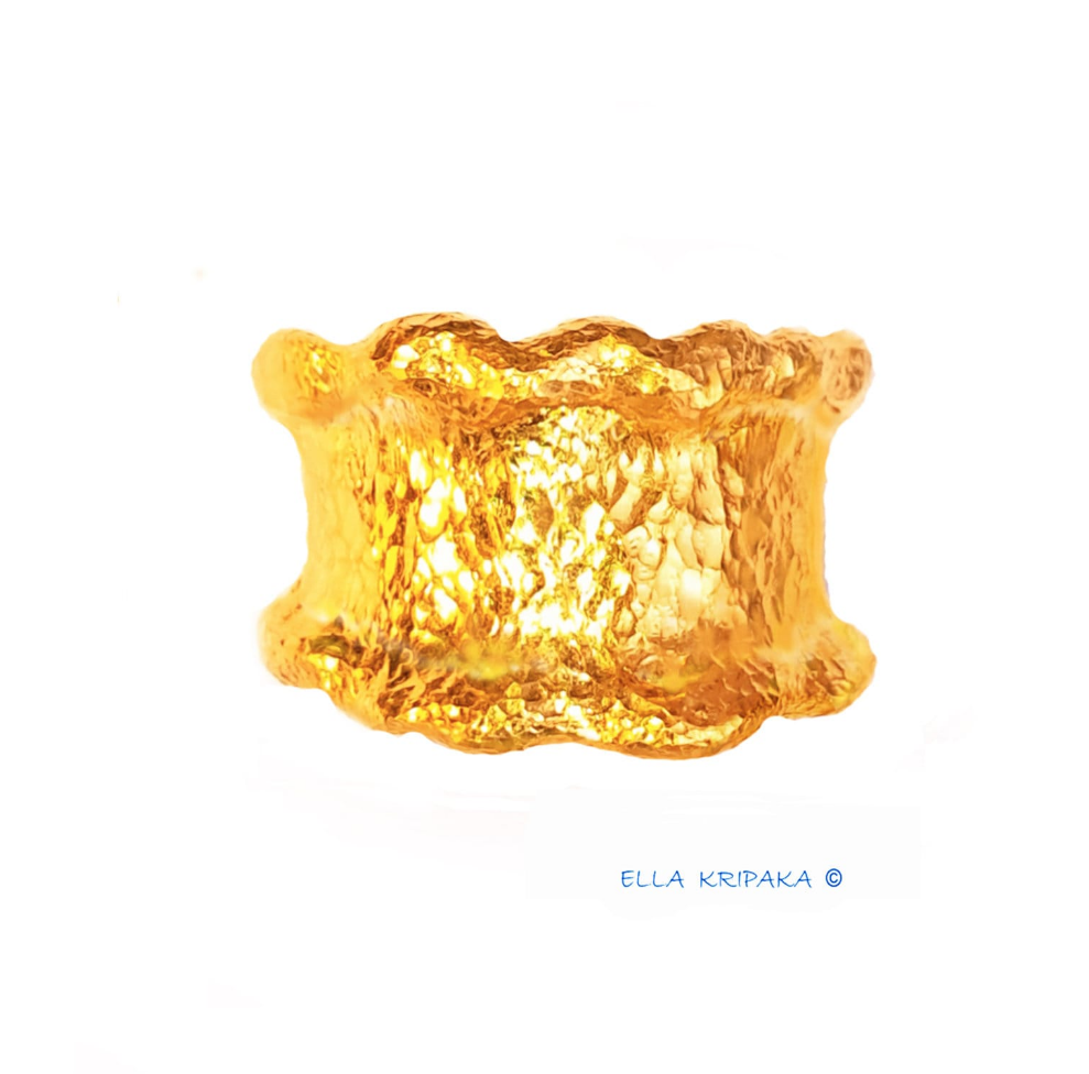 Hammered 24k Gold Hammered 9999 Gold Ring Organic Hammered 22k Gold Artist Ella Kripaka