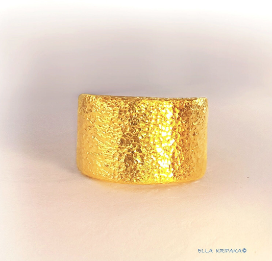 Hammered 24k Gold Hammered 9999 Gold Ring Ancient Rome Hammered 22k Gold Artist Ella Kripaka