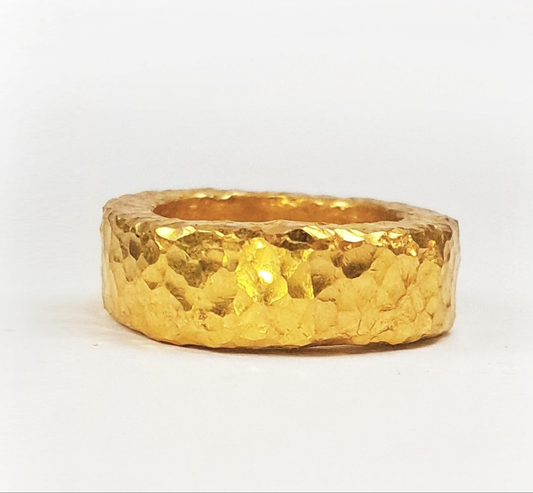 Hammered 24k Gold Hammered 9999 Gold Ring Organic Hammered 22k Gold Artist Ella Kripaka