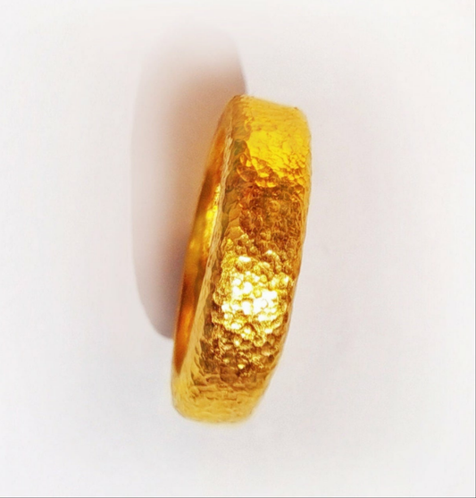 Custom Solid 24k 9999 Gold 13g Hammered Ancient Rome Ring Widt 4.2mm Can Be 22k Gold