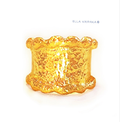 Hammered 24k Gold Hammered 9999 Gold Ring Organic Hammered 22k Gold Artist Ella Kripaka