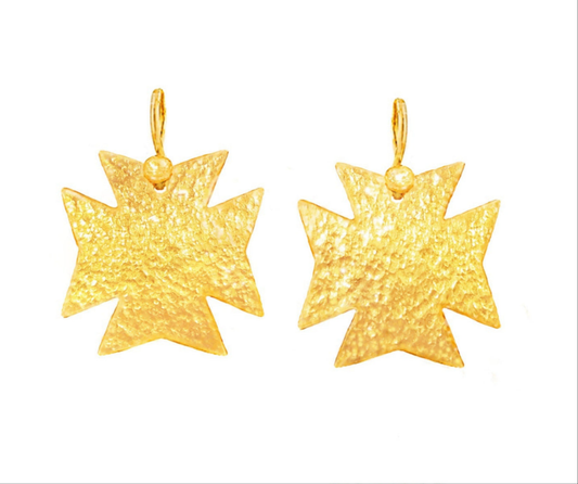 Custom Solid 24K 9999 Gold 10g and 28g Hammered Byzantine Empire Cross Earrings 35mm and 55mm Can Be 22k Gold
