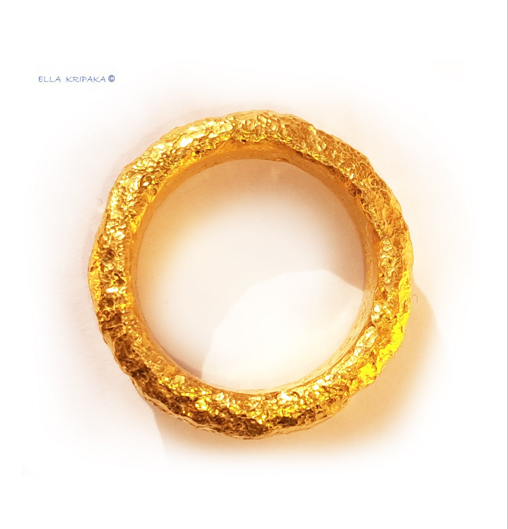 Hammered 24k Gold Hammered 9999 Gold Ring Organic Hammered 22k Gold Artist Ella Kripaka