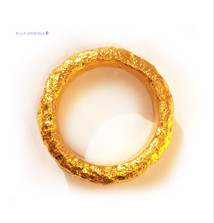 Hammered 24k Gold Hammered 9999 Gold Ring Organic Hammered 22k Gold Artist Ella Kripaka