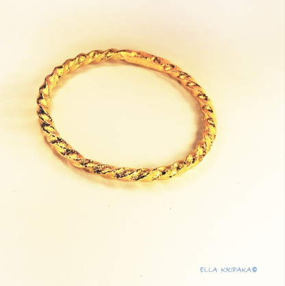 Custom Solid 24k 9999 Gold 54g/7in size Hammered Twisted Viking Bangle Bracelet 4.5mm Can Be 22k Gold