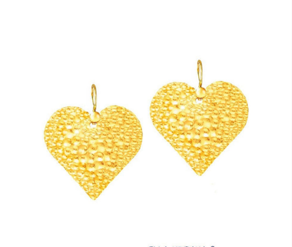 Custom Solid 24K 9999 Gold 8.5g and 25g Hammered Organic Hearts Earrings 40mm and 60mm Can Be 22k Gold