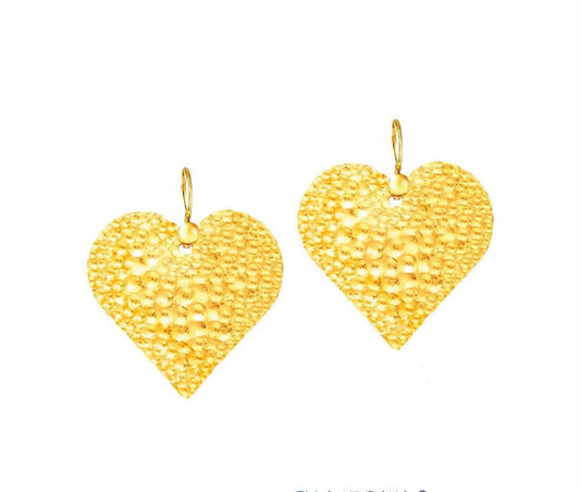 Custom Solid 24K 9999 Gold 8.5g and 25g Hammered Organic Hearts Earrings 40mm and 60mm Can Be 22k Gold