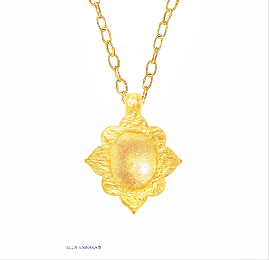 Custom Solid 24k 9999 Gold 7g and 21g, Hammered Byzantine Ornament Baroque Dome Pendant Durable, Length 35mm and 56mm