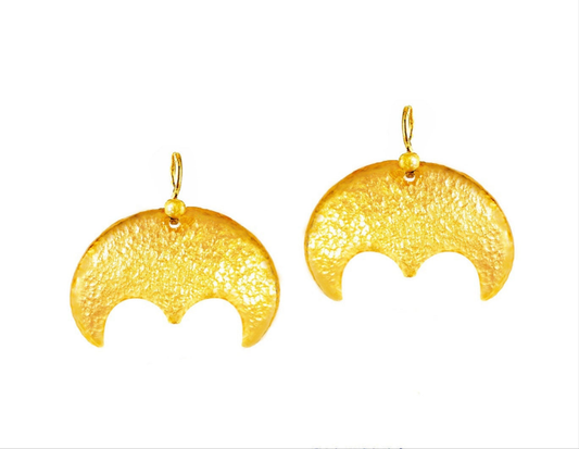Custom Solid 24K 9999 Gold 8g & 20g Moon Hammered Earrings Ancient Greece Ancient Rome 30mm & 40mm Can Be 22k Gold