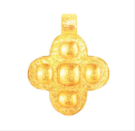 Hammered 24k gold hammered 9999 gold  pendant, hammered 22k gold pendant, custom handmade 24k gold jewelry, Byzantine 24k gold cross pendant, hand forged 24k 9999 gold pendant, Byzantine Empire 24k gold cross