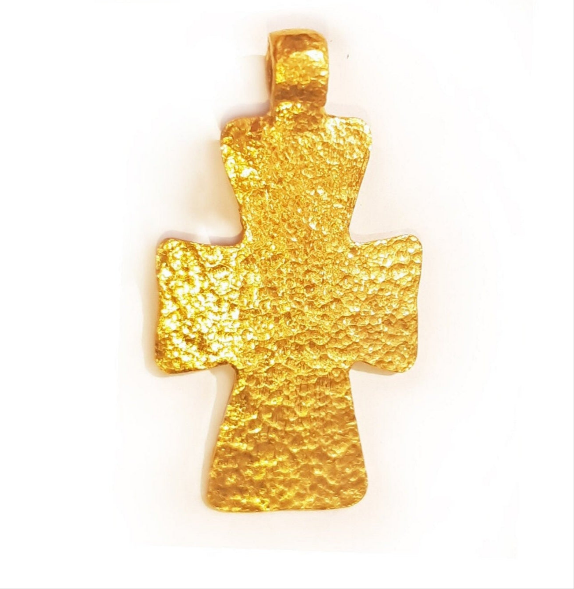 Hammered 24k gold hammered 9999 gold  pendant, hammered 22k gold pendant, custom handmade 24k gold jewelry, Byzantine 24k gold cross pendant, hand forged 24k 9999 gold pendant