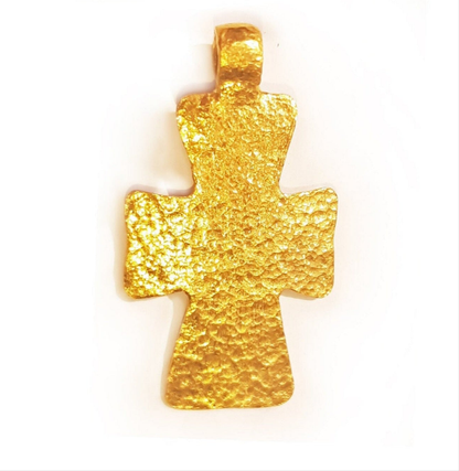 Hammered 24k gold hammered 9999 gold  pendant, hammered 22k gold pendant, custom handmade 24k gold jewelry, Byzantine 24k gold cross pendant, hand forged 24k 9999 gold pendant