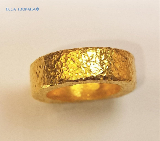 Custom Solid 24k 9999 Gold 30g Ancient Rome Ring Durable Wide 6.5mm Thick 3.5mm