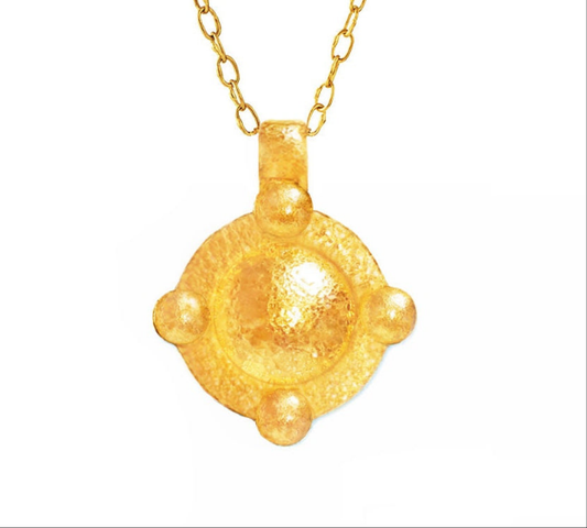 Custom Solid 24k 9999 Gold 13g & 35g Hammered Byzantine Dome Pendant 35mm & 56mm Can Be 22k Gold