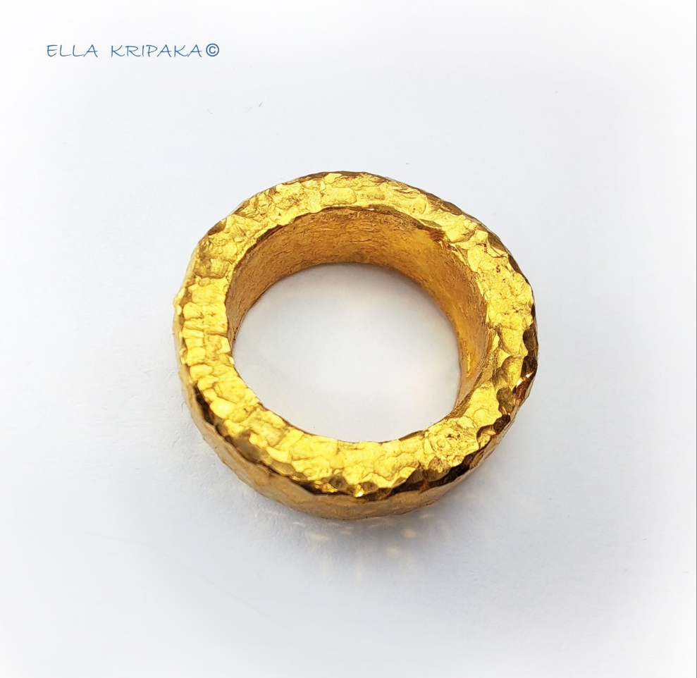 Hammered 24k Gold Hammered 9999 Gold Ring Organic Hammered 22k Gold Artist Ella Kripaka