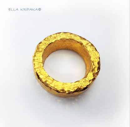 Hammered 24k Gold Hammered 9999 Gold Ring Organic Hammered 22k Gold Artist Ella Kripaka