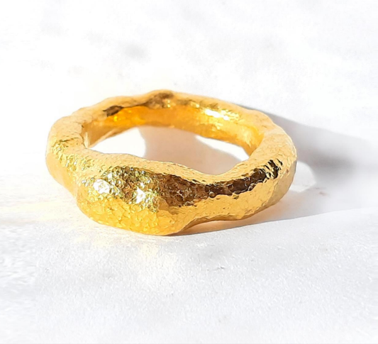 Hammered 24k Gold Hammered 9999 Gold Ring Organic Hammered 22k Gold Artist Ella Kripaka