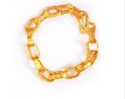 Custom Solid 24k 9999 Gold 68g/size 7in Hammered Chain Bracelet Ancient Rome 10mm Can Be 22k Gold