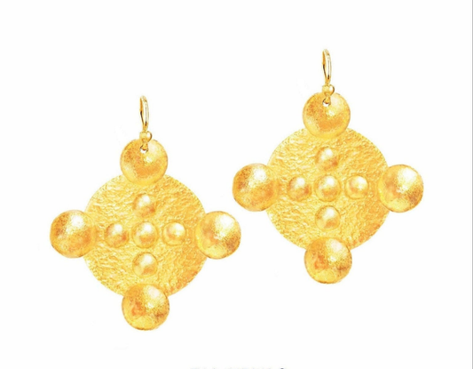 Custom Solid 24K 9999 Gold 9g and 26g Hammered Byzantine Empire Earrings 35mm and 55mm Can Be 22k Gold