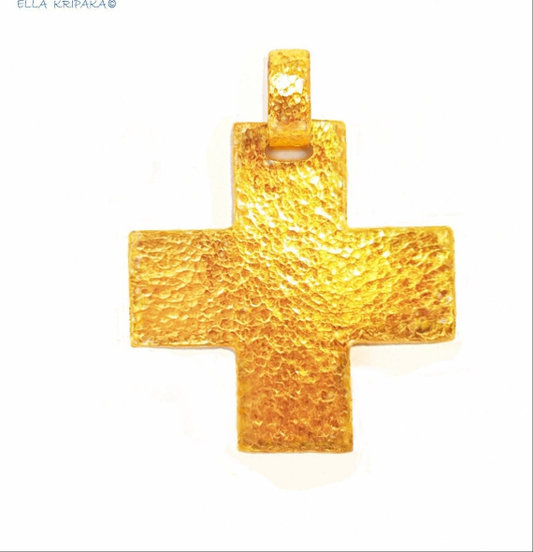 Hammered 24k gold hammered 9999 gold  pendant, hammered 22k gold pendant, custom handmade 24k gold jewelry, Byzantune 24k gold cross pendant, hand forged 24k 9999 gold pendant
