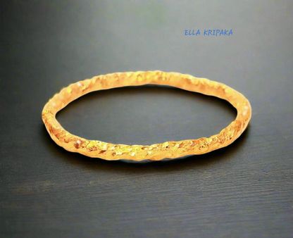 Custom Solid 24k 9999 Gold 72g/7in size Organic Hammered Bracelet Bangle 6.5mm Can Be 22k Gold