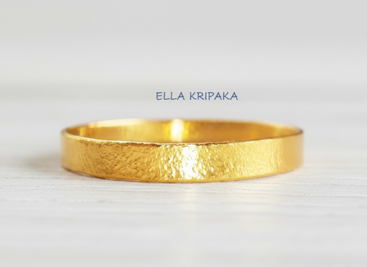 Hammered 24k gold 9999 gold bangle thick bracelet Ancient Rome style, forged 24k gold jewelry, artist-jeweler 'Ella Kripaka'