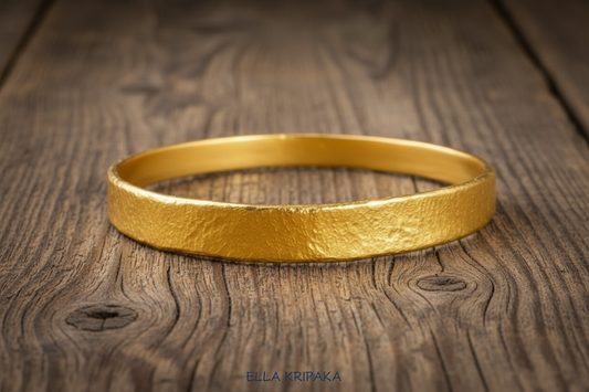 Hammered 24k gold 9999 gold bangle thick bracelet Ancient Rome style, forged 24k gold jewelry, artist-jeweler 'Ella Kripaka'